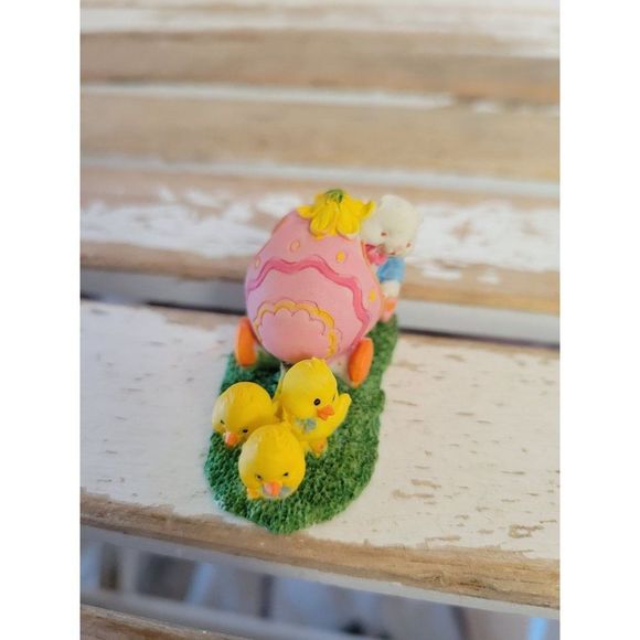 Enesco chicken Carriage bunny AS IS 1990 mini village spring decor - Picture 4 of 7